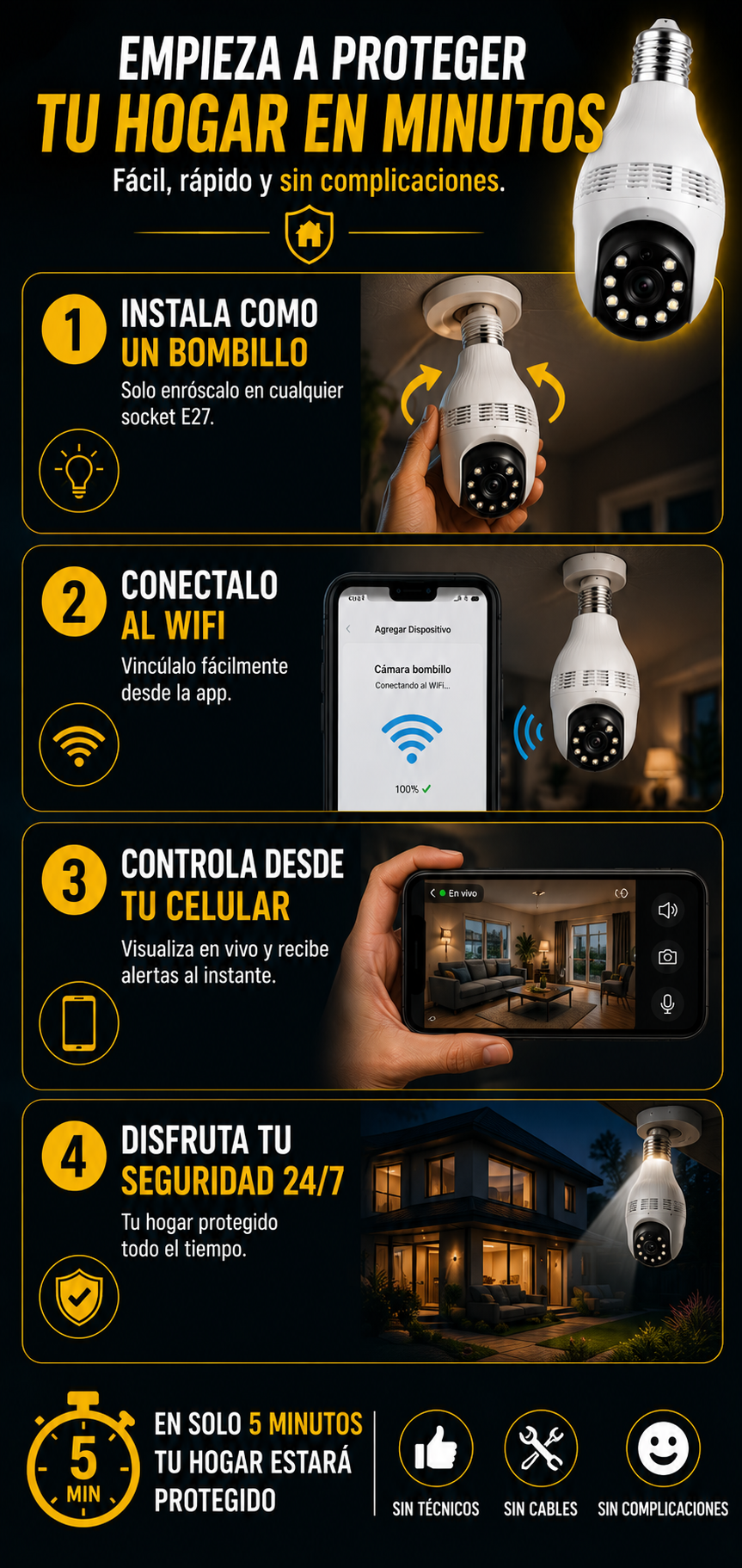 CAMARA BOMBILLO SAFEHOME 360º
