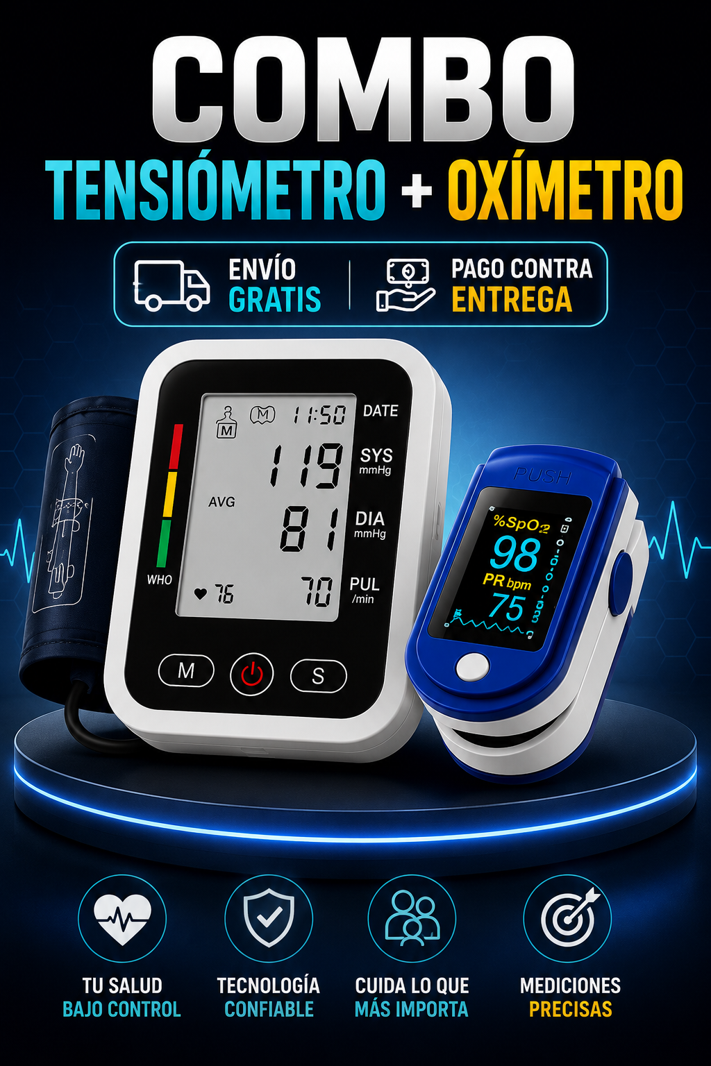 COMBO Monitor Salud Premium ❤️ Tensiómetro + Oxímetro !