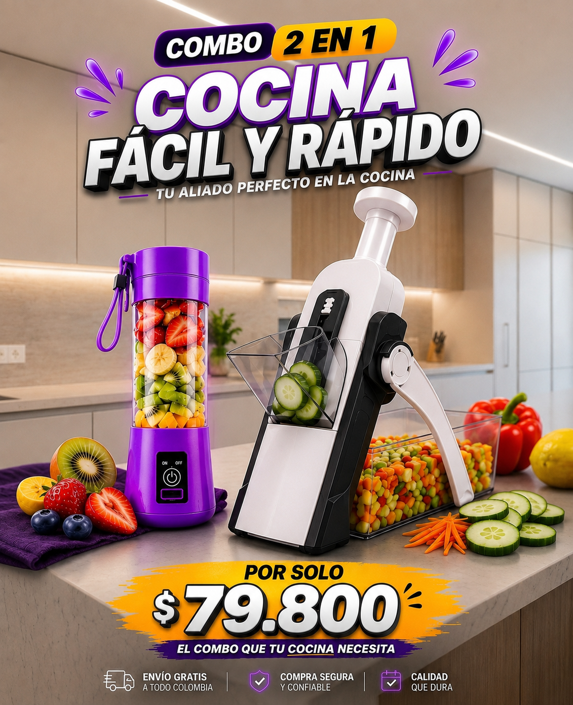 COMBO! Picadora multifuncional + Termolicuador portátil.