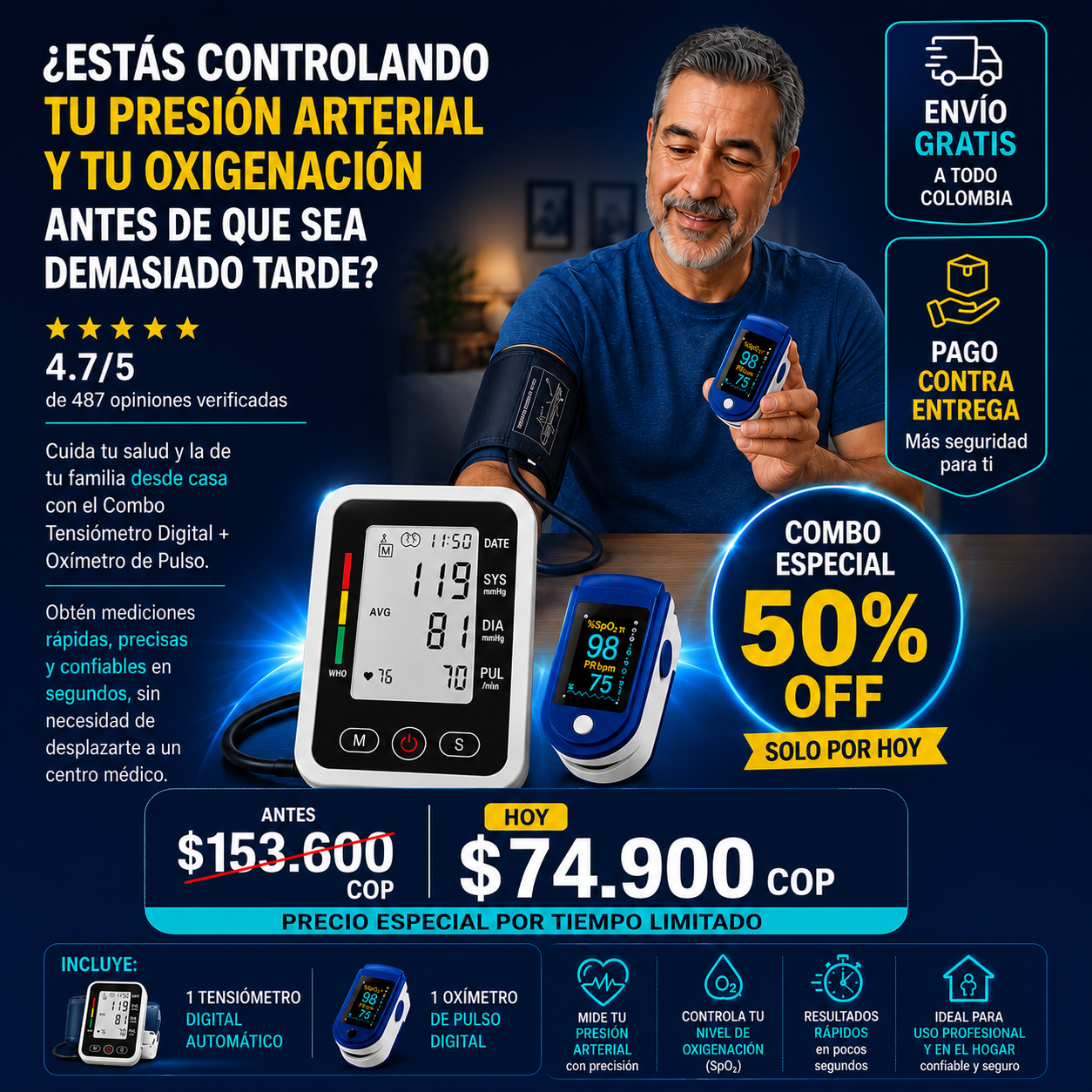 COMBO !   ❤️ Tensiómetro + Oxímetro Digital 🩺