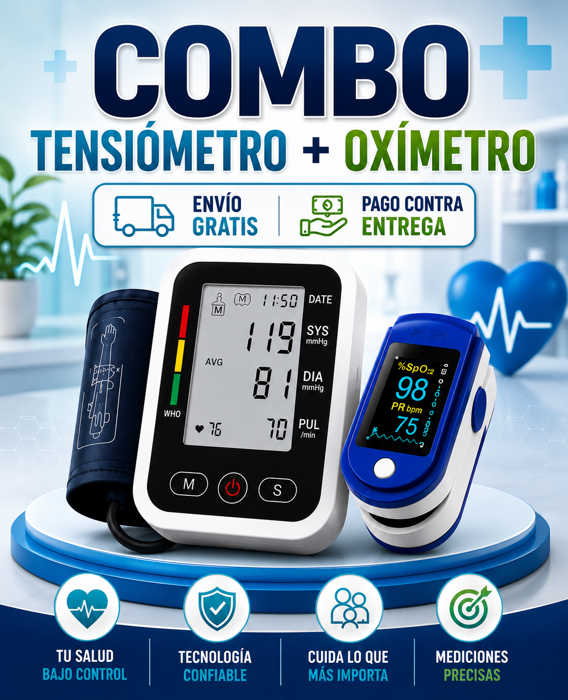 COMBO !   ❤️ Tensiómetro + Oxímetro Digital 🩺