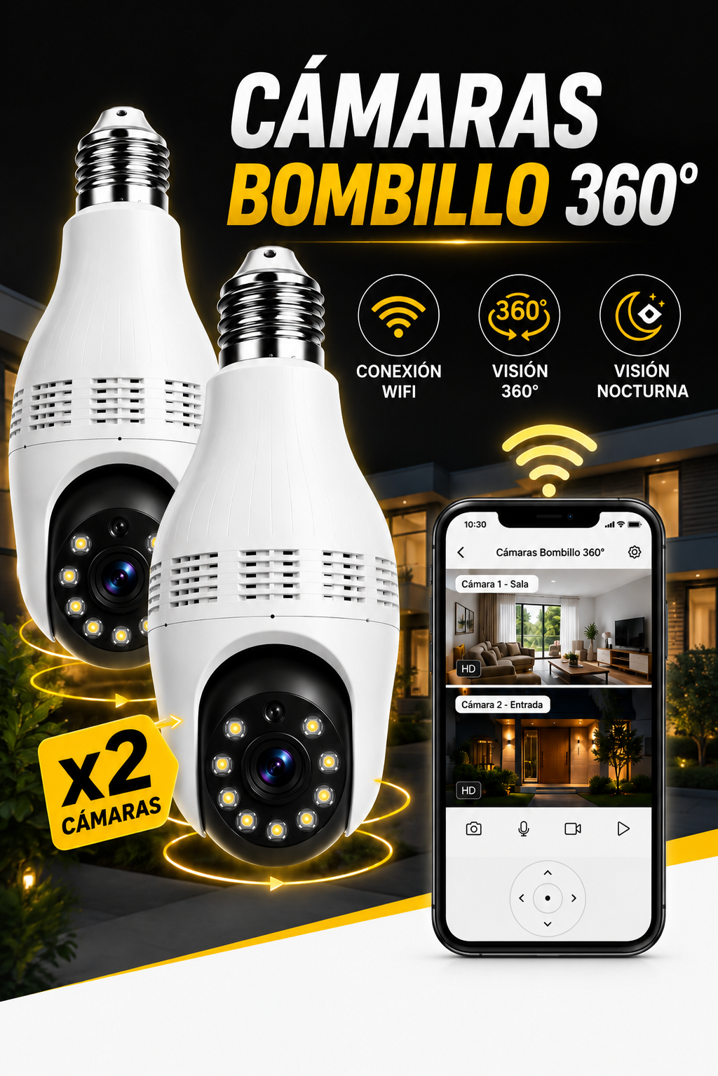 Promo 2x1 CAMARA BOMBILLO SAFEHOME 360º