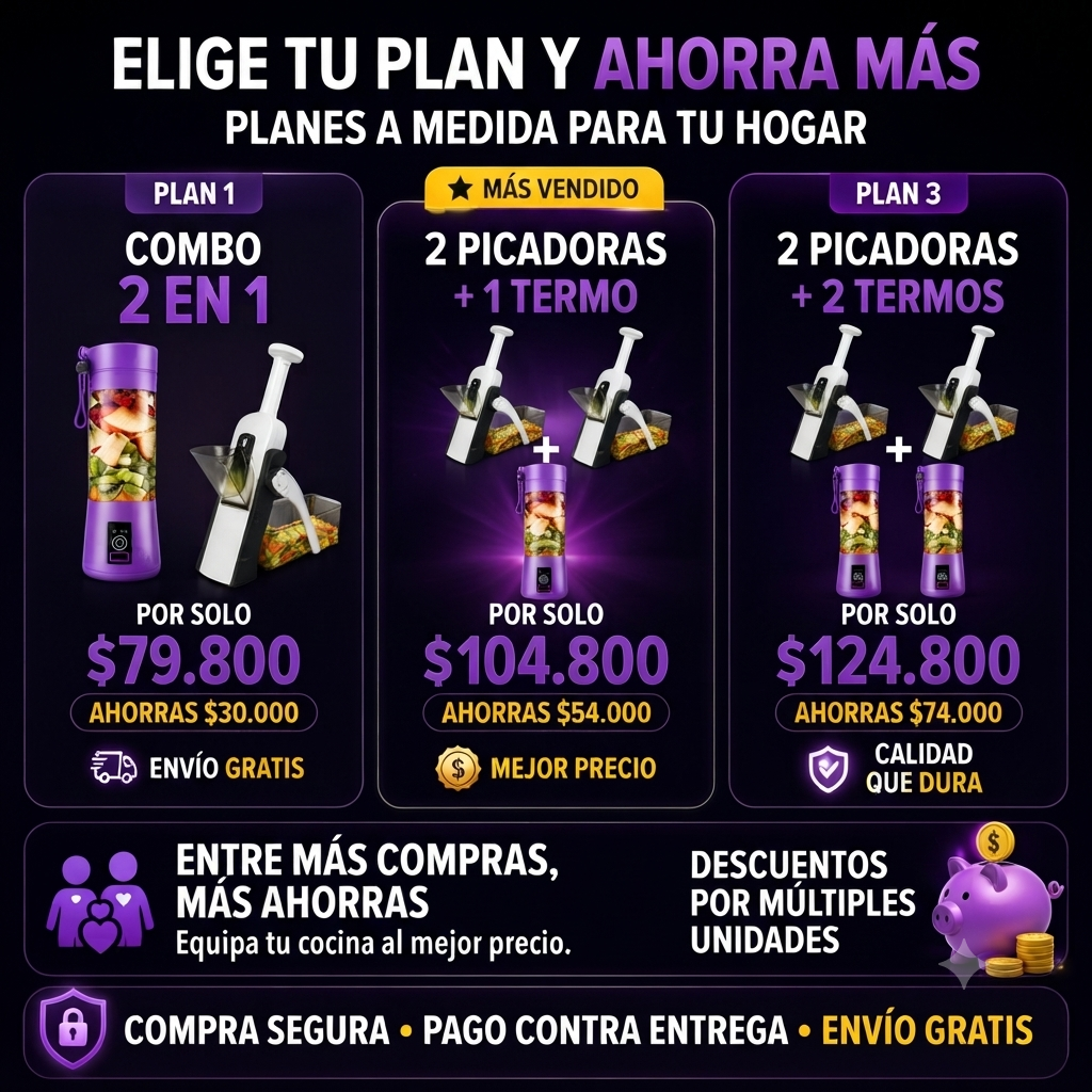 COMBO! Picadora EasyFlash + TermoLicuadora portátil recargable.