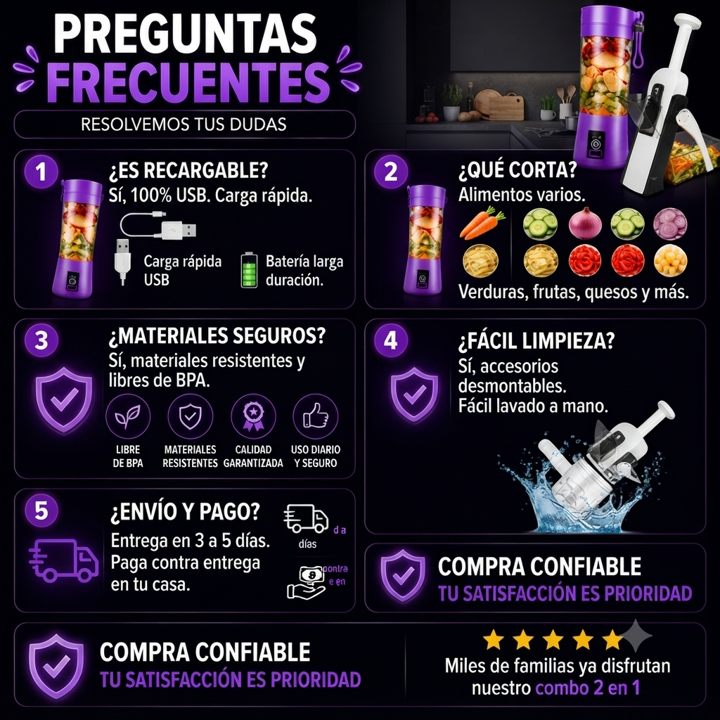 COMBO! Picadora EasyFlash + TermoLicuadora portátil recargable.