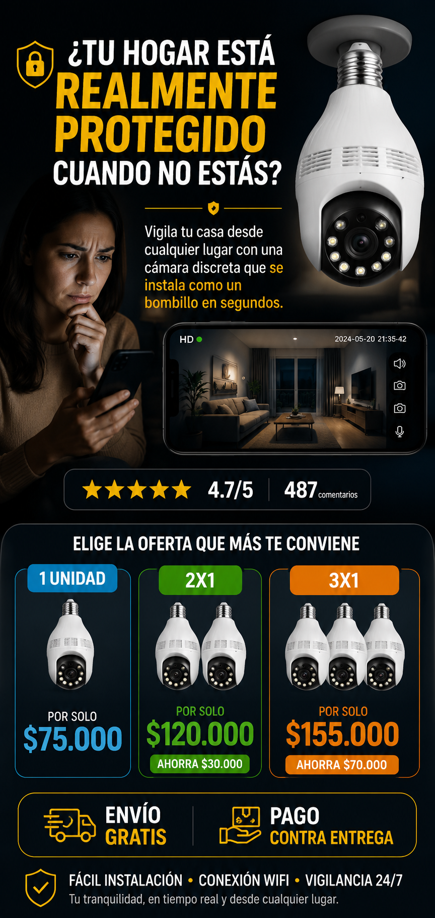 CAMARA BOMBILLO SAFEHOME 360º